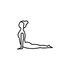 upward facing dog, yoga, pose line illustration icon on white background