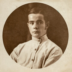 RUSSIA - CIRCA 1910: Man portrait close up in studio Vintage Carte de Viste Edwardian era photo