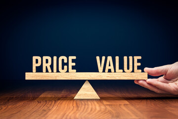 Price and value balance marketing concept
