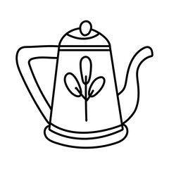 coffee in teapot drink line style icon
