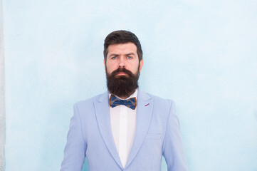 male fashion and beauty. handsome man has unshaven face. skilled sommelier. bride groom on wedding...