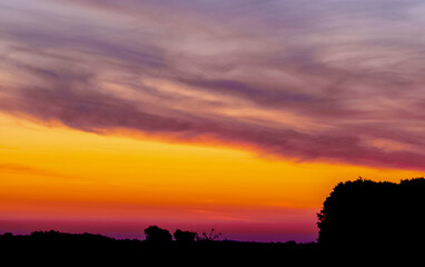 Sunset over Polish countryside - Choczewo, Pomerania, Poland