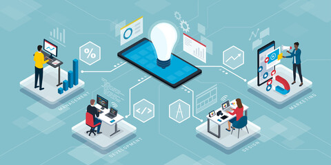 People connecting online and working remotely