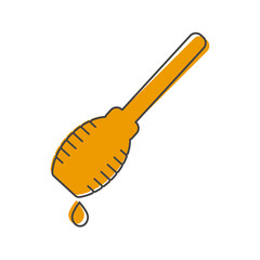 Vector icon honey dipper cartoon style on white isolated background.