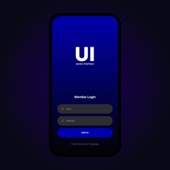 Login UI Interface. Sign In Screen. Mobile App User Interface Design Concept. Login Sign In Screen Form Box UI Web Template With Username And Password Fields. Vector Illustration