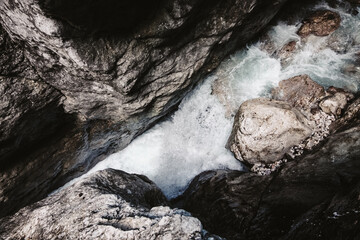 Power of the water in the H&ouml;llentalklamm below the Zugspitze