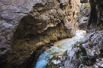 Power of the water in the Höllentalklamm below the Zugspitze