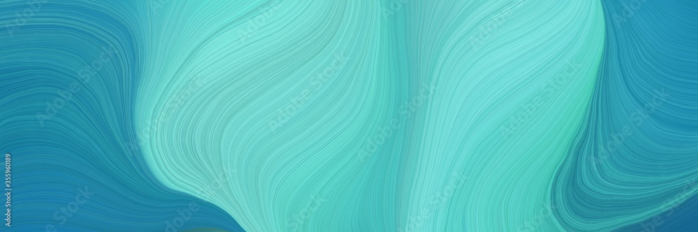 Aufkleber soft abstract art waves graphic with smooth swirl waves background design with medium turquoise, dar