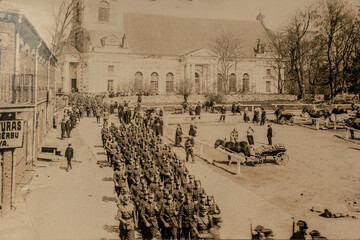 Latvia - CIRCA 1930s: Latvian National Armed Forces parade in Aluksne regarding Convocation of the...