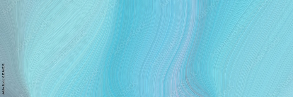 Poster soft abstract art waves graphic with modern curvy waves background design with sky blue, medium turq