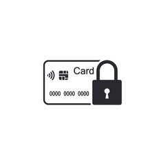 Credit Card with lock icon. Locked bank card illustration. Vector business concept