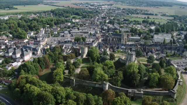 Castle of Gisors and its Feudal Mound, Eleventh to the Sixteenth Century, Drone Video, Gisors, Normandy, France