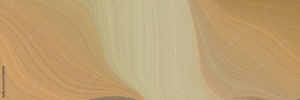 Poster soft abstract art waves graphic with modern soft curvy waves background design with dark khaki, tan 