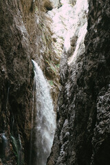 Fototapeta na wymiar Power of the water in the Höllentalklamm below the Zugspitze