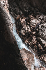 Power of the water in the Höllentalklamm below the Zugspitze