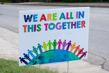 We are in this together supportive colorful sign