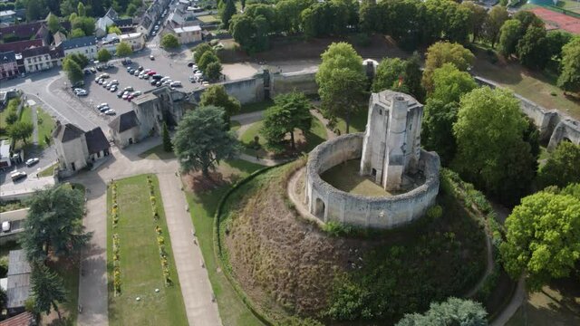 Castle of Gisors and its Feudal Mound, dating from the eleventh to the sixteenth century, Drone Video, Gisors, Normandy, France