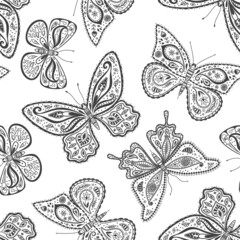 Fototapeta na wymiar Vector butterflies pattern. Abstract seamless background. 