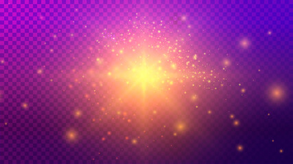 Purple and Yellow Light Effects on Dark Transparent Greed Background
