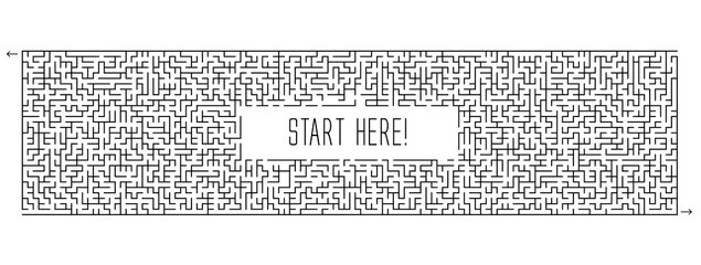 Vector Maze on White Background. Text Box Template. Pattern for children books, magazines.