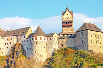 Fototapeta na wymiar View of Loket castle near Karlovy Vary. Czech Republic.