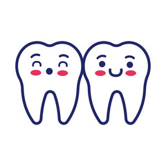 teeth human kawaii line style