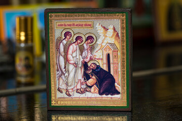 Orthodox icon the appearance of the Holy Trinity to Alexander Svirsky
