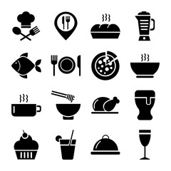 coffee and restaurant set icons