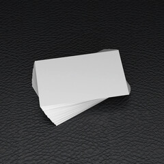 Blank business cards on a leather background mockup