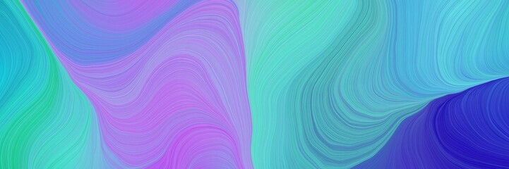 Fototapeta premium colorful vibrant abstract artistic waves graphic with smooth swirl waves background design with medium turquoise, light pastel purple and dark slate blue color