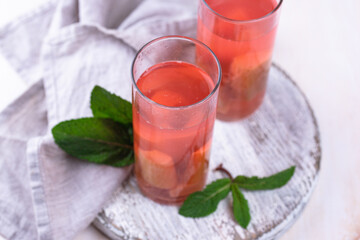 Healthy vitamin rhubarb summer drink