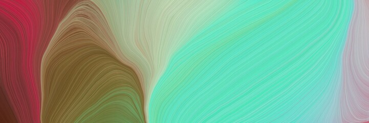 colorful vibrant artistic art design graphic with abstract waves design with medium aqua marine, brown and pastel brown color