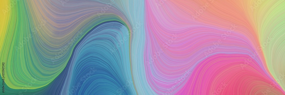 Poster colorful vibrant abstract art waves graphic with elegant curvy swirl waves background design with ro