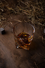 Glass of whiskey and stones