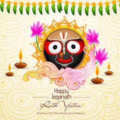 Vector design of Ratha Yatra of Lord Jagannath, Balabhadra and Subhadra for the ocassion of Odisha god Rathyatra Festival