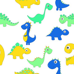 Fototapeta premium Childish dinosaur seamless pattern for fashion clothes, fabric, t shirts. hand drawn vector