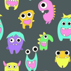 seamless pattern with monsters vector illustration
