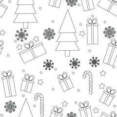 Colorful cute christmas elements seamless pattern background
