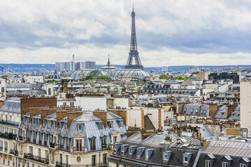 Panorama of Paris - Eiffel tower in the background. Paris, France.