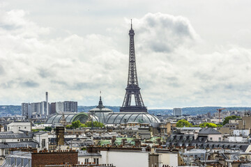 Panorama of Paris - Eiffel tower in the background. Paris, France.
