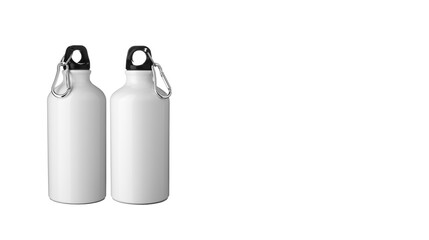 Two aluminium flask for water or drink isolated on a white background