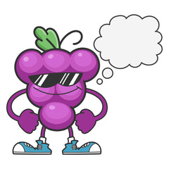 Grape cartoon character with sunglasses