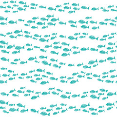 seamless pattern with waves and fishes