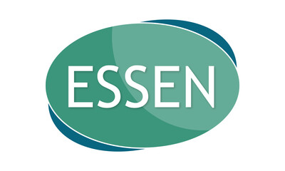 Essen - text written in green blue shape