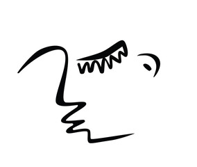 One Line Drawing Face, Beauty Female Portrait