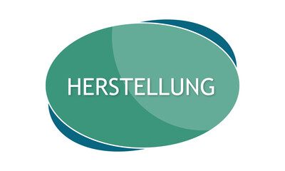Herstellung - text written in green blue shape