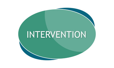 Intervention - text written in green blue shape