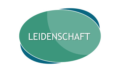 Leidenschaft - text written in green blue shape