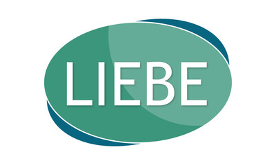 Liebe - text written in green blue shape