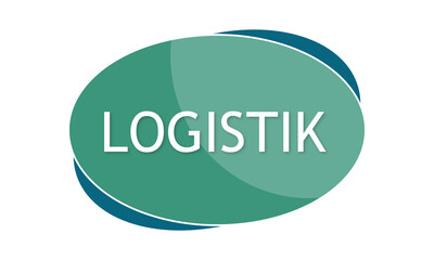 Logistik - text written in green blue shape
